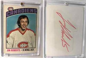 Jim Roberts Canadiens Vintage Paper Cut Card + Autograph Deceased