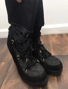 Coach boots black w/rope tie Sz 6.5B Women's-super cute! - Picture 1 of 8