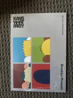 KAWS KIMPSONS (2021) WHAT PARTY Brooklyn Museum Sealed Postcards Set Of 4 - Image 1 of 2