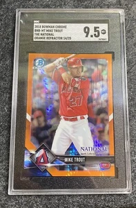 MIKE TROUT  2018 BOWMAN CHROME ORANGE REFRACTOR /25 The National SGC 9.5 Angels - Picture 1 of 2