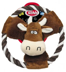 Hunde Plüsch Spielzeug quietschende Kuh + Seilring ca. 20cm Hund Kuscheltier - Bild 1 von 1