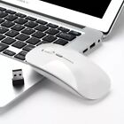 White Ultra Slim Optical Mouse 1600dpi USB Rechargeable 10m Wireless PC Laptop