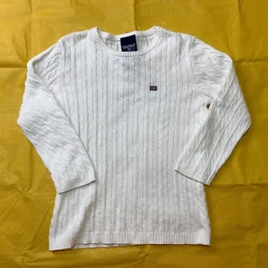 De colección Polo Jeans RALPH LAUREN Mujer Suéter Blanco Cable Tejido Cuello Redondo Valor $148 - Imagen 1 de 6