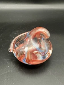 Vintage Rocky Mountain Art Glass Paperweight 3” Pink Blue Swirls Freeform Blob - Picture 1 of 12