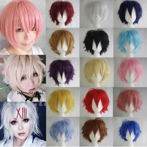 Men Male Boys Short Full Wig Anime Cosplay Costume Party Synthetic Hair Wig 30cm - Picture 1 of 33