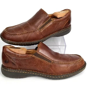 Born Pebbled Leather Brown Slip On Loafers Men's Size 8.5 - Picture 1 of 8