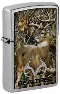 Zippo 46224, Realtree Edge Deer Antler Design, Street Chrome Lighter, NEW - Picture 1 of 3