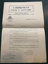 BIANCHINI Raffaello-L'Impruneta paese e santuario-lettera vaticano giugno 1932