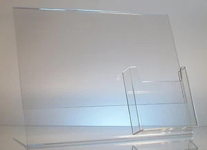 25 soportes para letreros inclinados acrílicos de 11" x 8-1/2" con soporte para folletos triple pliegue 4x9 - Imagen 1 de 2