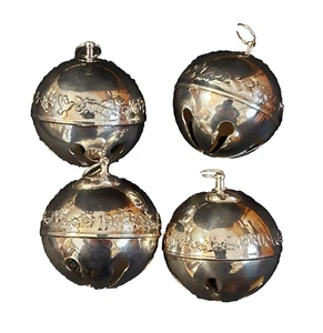 Vintage Wallace Silversmiths Bell Ornament Lot 1977 1978 1979 1980 Sleigh Cabin - Picture 1 of 11