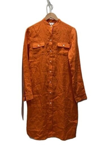 Abito CELINE Vecchi a fascia Camicia 40 Lino Arancione Solida 2 6188 0302