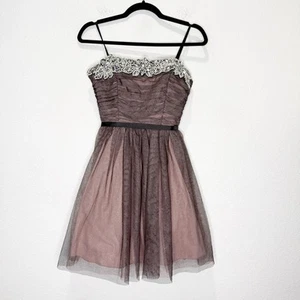 City Triangles Y2K Strapless Beaded Dress Dark Fairy Mesh Vintage Dainty - Picture 1 of 11