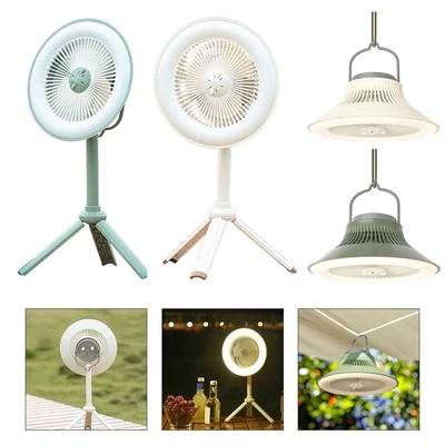 Tripod Design Camping Ventilator mit hellem LED Licht und Akku - Bild 1 von 4