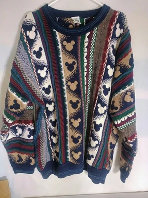 Mens Disney Mickey Mouse print Knit Sweater COOGI Style  XL 90s Vintage - Image 1 of 4