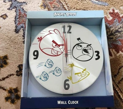 Angry Birds 10" Reloj Analógico de Pared Aluminio Cepillado Cuarzo Funciona con Pilas Rovio Foto 1 de 4