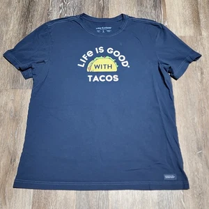 Herren Life Is Good with Tacos Größe Large Grafik Crusher Tee leichtes T-Shirt - Bild 1 von 7