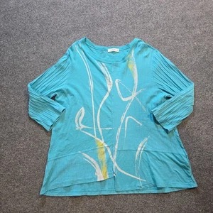 Jess Jane Top Damen XL blau künstlerisch Stretch Strick 3/4 Arm Freizeit bunt Kunst - Bild 1 von 9