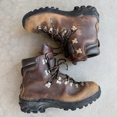 Botas de Senderismo Alico Para Hombre 10 1/2 M Hechas en Italia Suela Vibram Cuero Marrón Usadas Foto 1 de 4