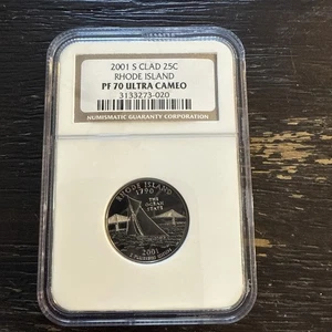 2001 S Clad Proof Rhode Island State Quarter NGC PF70 Ultra Cameo - Picture 1 of 6