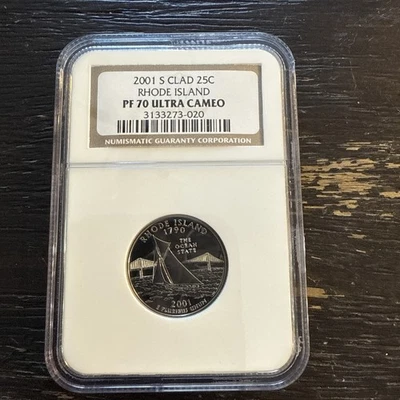 2001 S Clad Proof Rhode Island State Quarter NGC PF70 Ultra Cameo - Image 1 of 4