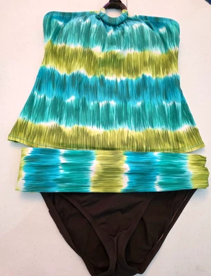 La Blanca 2 pcs green & brown women tankini size 8         B242 - Image 1 of 4