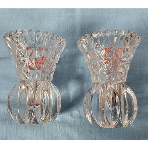 Two 24% Cut Lead Crystal Fostoria toothpick holders bud vases - Picture 1 of 4