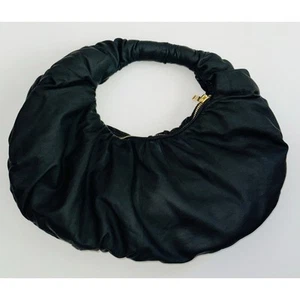 Anine Bing Ruched Leather Crescent Bag ~ Black - Picture 1 of 2