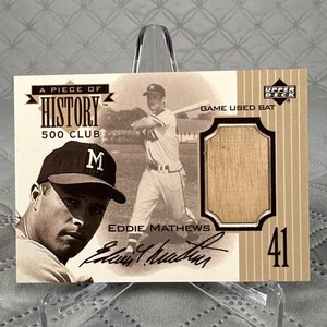 EDDIE MATHEWS 1999 UPPER DECK PIECE OF HISTORY GAME-USED BAT 500 CLUB 019 NM - Picture 1 of 3