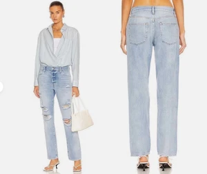 Frame Le Slouch Natoma Distressed Straight Leg Jeans Size 29 x 28 Light Wash - Picture 1 of 10