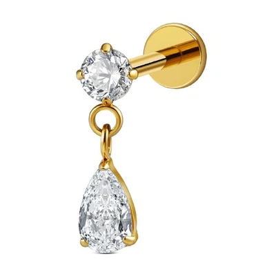 FINE4U 1PC 16G 6mm 8mm ASTM F136 Titanium Cartilage Earring Flat Back Stud fo... - Image 1 of 4