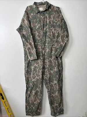 VTG Mossy Oak Coveralls Men XL Brown Camo Hunting Cotton Talon Zipper 80s USA - Image 1 of 4