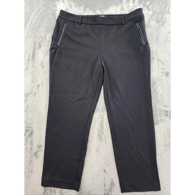 Pantalones al tobillo Charter Club de ajuste clásico tiro alto talla 18 negro imitación cuero ribete Foto 1 de 4