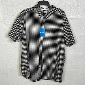 Columbia Men's Rapid Rivers II Short Sleeve button up Shirt Black Gingham XXL - Picture 1 of 6