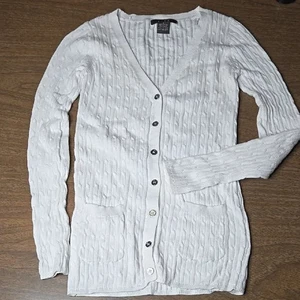 Link Cable Knit Cardigan, White, Women's Size Small - Picture 1 of 4