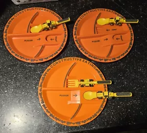 Lot of (3) Constructive Eating Plates w/ Flatware; 9"; Orange - Picture 1 of 10
