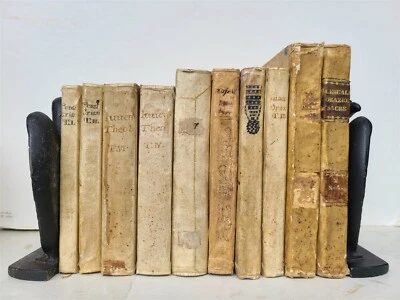18th CENTURY BINDINGS - LOT of 10 VELLUM BOUND BOOKS antique  - Image 1 of 4