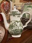 Vintage Myott White/green Coffee Pot ‘the Brook’ Staffordshire Made In England