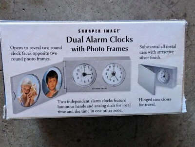 Sharper Image Dual Alarm Clocks With Photo Frames SR272 New In Box - Image 1 of 2