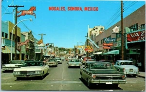 Vintage Cars, Obregon Avenue, Nogales, Sonora, Mexico Postcard - Picture 1 of 2