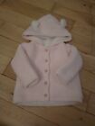 Matalan Baby Girls Light Pink Bear Ear Hooded Fleece Lined Cardigan 3-6 Months
