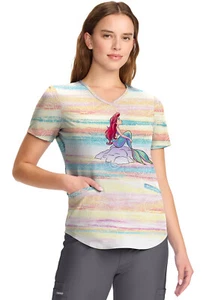 Little Mermaid Ariel Cherokee Scrubs Tooniforms Disney V Neck Top TF737 PRVT - Picture 1 of 6