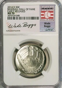 2014-D 50c Wade Boggs Baseball Hall of Fame NGC MS70 Early Releases - Picture 1 of 2