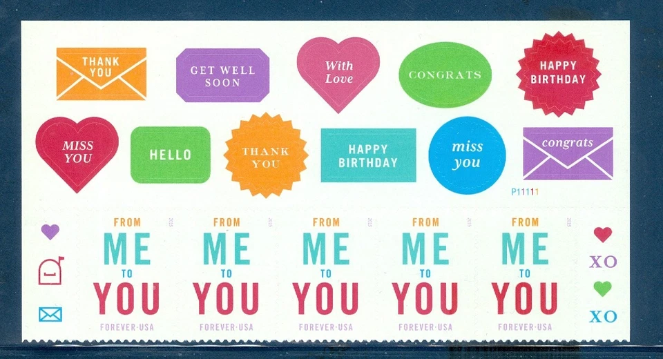 US 4978 From Me To You, Forever, Top Inscription Block/5 NH, Reactive w/UV Light - Image 1 of 1