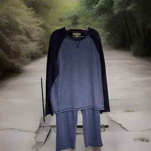 Tommy Bahama Herren XL Lounge Set PJ gesticktes Logo blau Langarm lange Hose - Bild 1 von 17