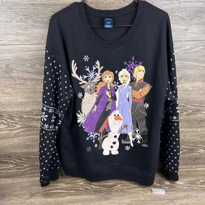 Disney Frozen 2 Girls Youth Light Up Black Pullover Winter Christmas Sweater XL - Picture 1 of 12