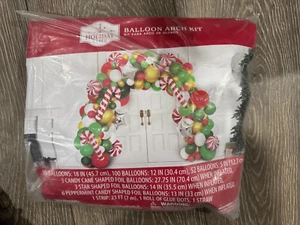Holiday Time Christmas Peppermint Candy Cane Balloon Arch Kit 197 Pieces Decor - Picture 1 of 1