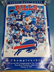 Org. 1993 Poster AFC BUFFALO BILLS Team SuperBowl XXVII Poster Jim Kelly Bruce - Picture 1 of 7
