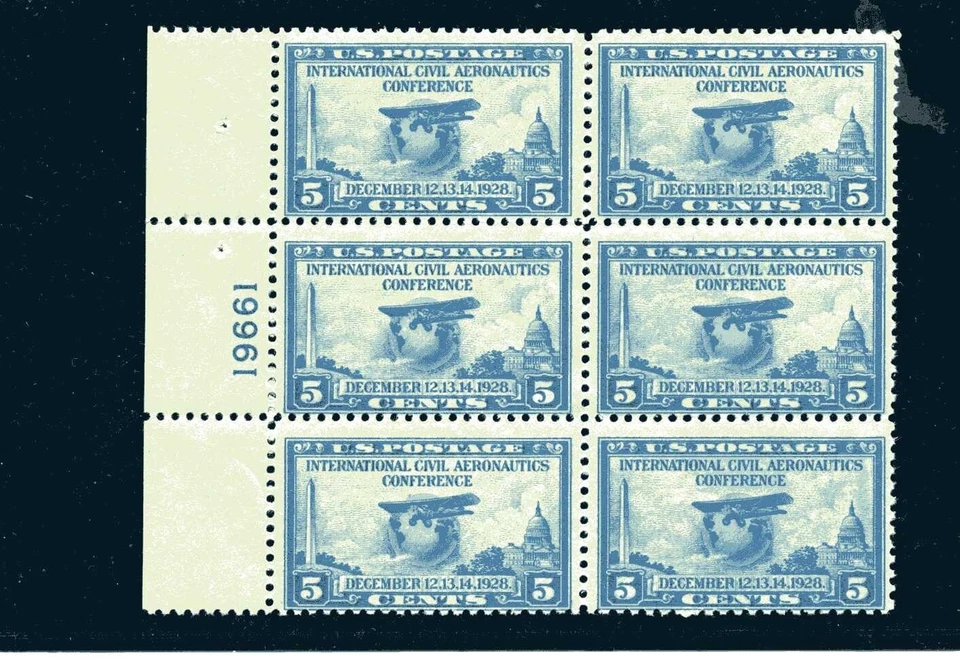 650 5-cent AERONASUTICS Plt. Blk. (side) ogNH F/VF SCV $60.00 - Image 1 of 1