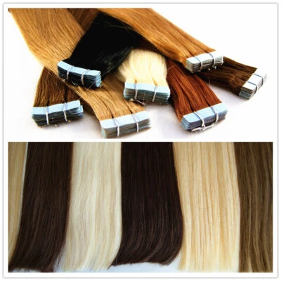   Tape in Extensions RAMO Premium Remy Qualität Echthaar Tressen 4cm breit - Bild 1 von 4
