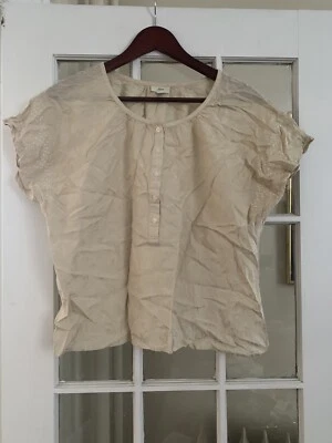 j jill silk Rayon Top Medium batwing Dot sleeves jacquard print 5 Button Front - Image 1 of 4